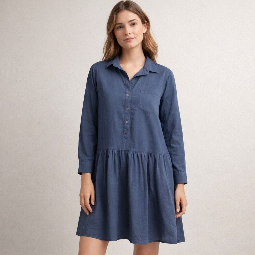 Grayson Blue Cotton Changemaker Shirt Dress Womens Small